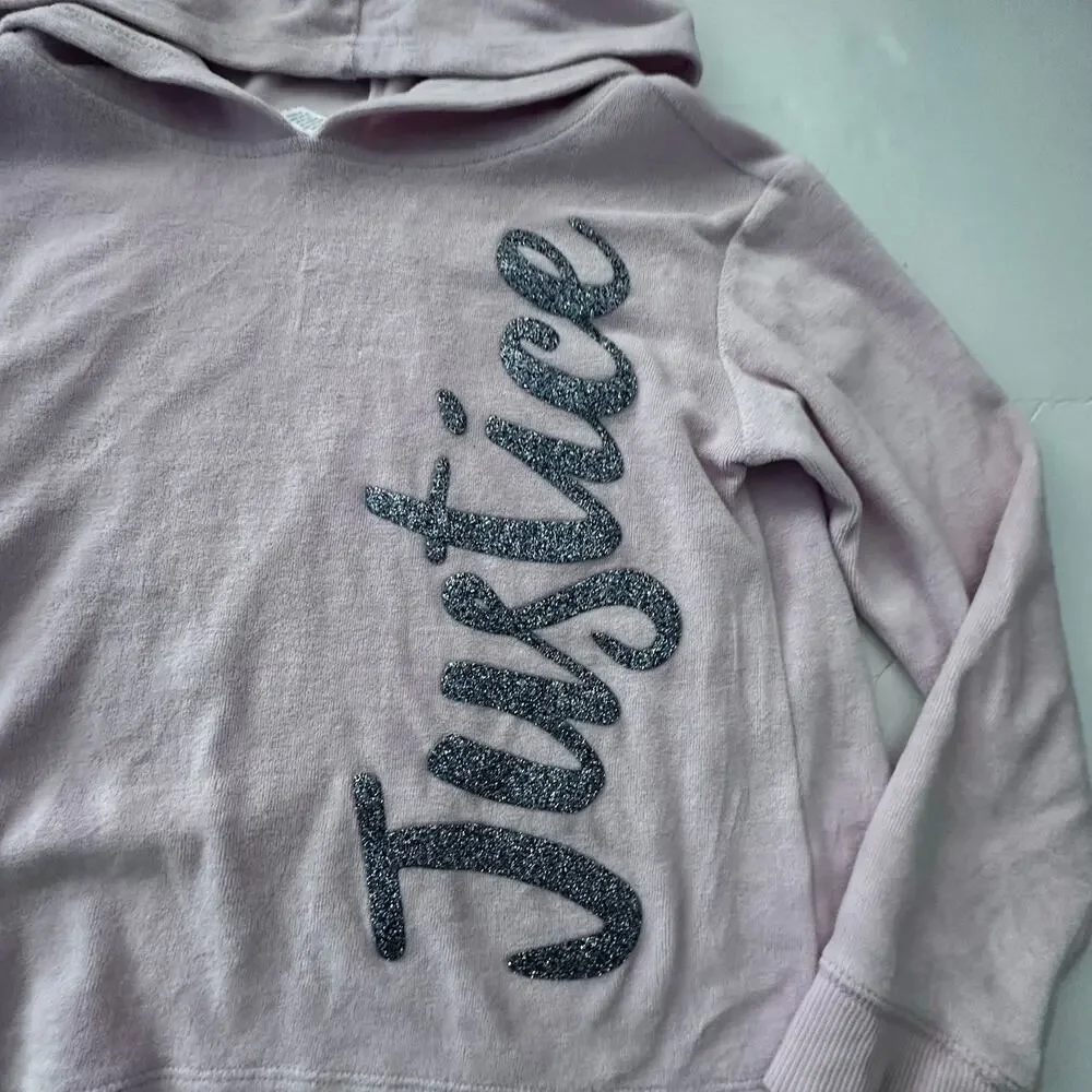 Justice Pink Velour Hoodie - Size 10 - Play Condition